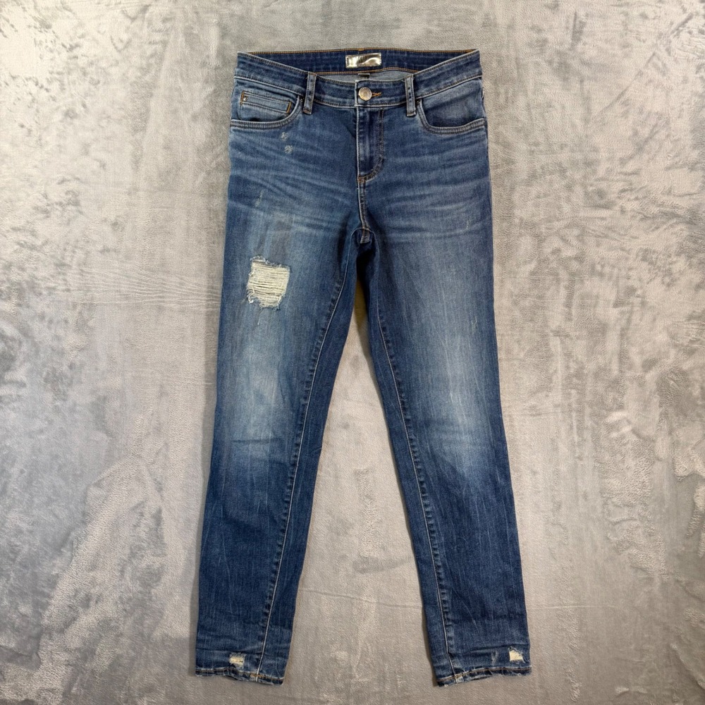 KUT From The Kloth‎ Catherine Boyfriend Jeans Women's Size 0 Blue Distressed